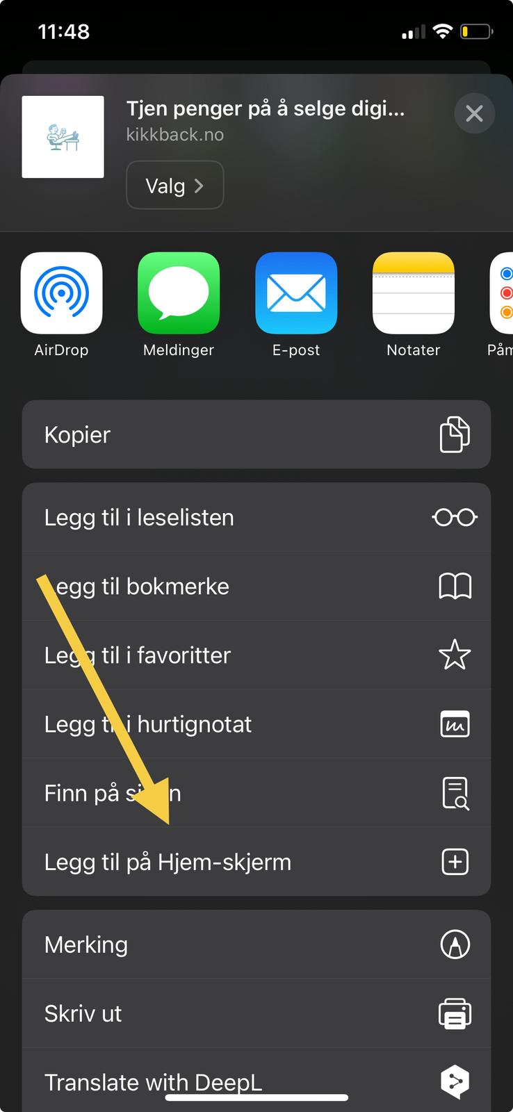 Velg Installer app